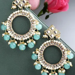 Karatcart Gold-Tone Plated Blue Earrings for Women-image-11