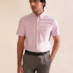 ANDAMEN Light Violet Slim Fit Cotton Shirt-image-53