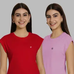 Friskers Red & Purple Slim Fit Sports T-Shirts - Pack Of 2-picture-18