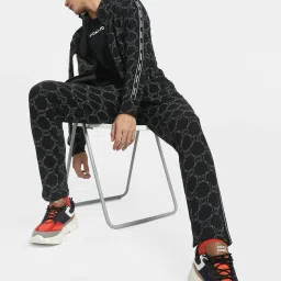 Jack & Jones Jet Black Cotton Regular Fit Printed Trackpants image 5