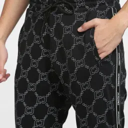 Jack & Jones Jet Black Cotton Regular Fit Printed Trackpants image 4