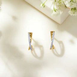 P.N.Gadgil Jewellers 14KT Yellow Gold and Diamond Hoop Earring for Women-picture-37