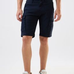 Spykar Blue Cotton Regular Solid Shorts-picture-0