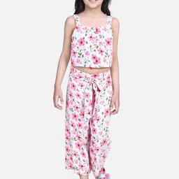 naughty ninos Girls Off-White & Pink Printed Top with Palazzos-image-92