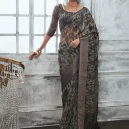 Soch Grey Printed Saree With Unstitched Blouse-picture-29