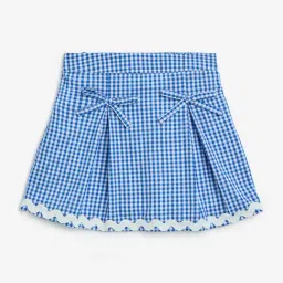HOP Kids by Westside Blue Gingham Checks Design High-Rise Cotton Skirt-picture-14