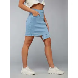 Dolce Crudo Blue Regular Fit Skirt image 3