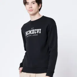 Red Tape Black Regular Fit Graphic Sweatshirt image 4