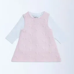 HOP Baby by Westside Pink Butterfly Design Pinafore with T-Shirt Set-image-46