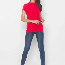 Globus Red Cotton Solid T-Shirt image 4