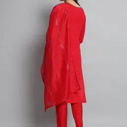 CaniBani Women Ethnic Motifs Embroidered Regular Sequinned Kurta with Trousers & With Dupatta image 4