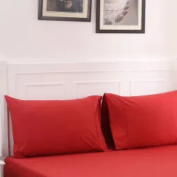 Maspar Red Cotton 200 TC Bed Sheet Set image 1