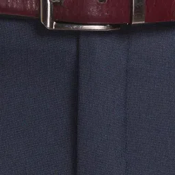 Park Avenue Navy Super Slim Fit Self Design Flat Front Trousers image 4