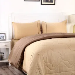 Maspar Vincent Brown Cotton 120 TC Reversible Quilt - Set of 1 image 1