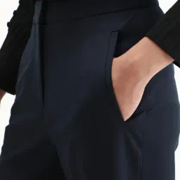 RAREISM Navy Blue Straight Fit Solid Trousers image 4