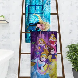 Athom Trendz Disney Kids Set Of 2 Purple & Blue Printed 350 GSM Bath Towels-picture-34