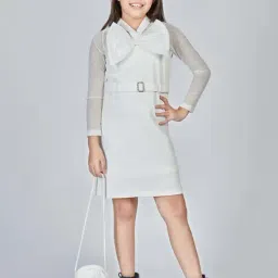 Peppermint Kids White Knitted Regular Fit 1 Dress-image-81