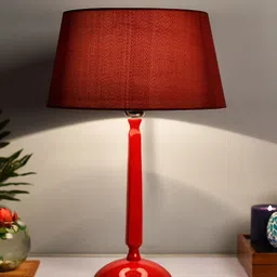 Homesake Red Solid Handcrafted Table Lamp with Shade-image-3
