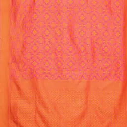 LADUSAA Pink & Yellow Woven Saree With Unstitched Blouse image 4