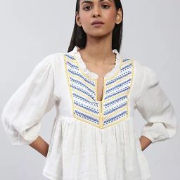 Label Ritu Kumar White Embroidered Top-picture-1