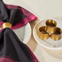 fabindia home Fabindia Antique Brass Metal Jiera Napkin Ring - Set of 4-picture-18
