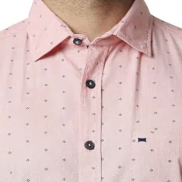 Basics Pink Cotton Slim Fit Printed Shirt image 5