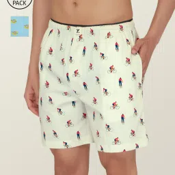 XYXX Light Yellow & Aqua Printed Boxers - Pack of 2 image 1