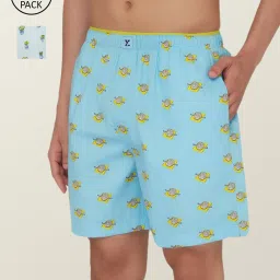 XYXX Aqua & Sky Blue Printed Boxers - Pack of 2 image 1