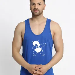 Friskers Multi Cotton Slim Fit Printed Gym Vest - Pack of 2 image 2