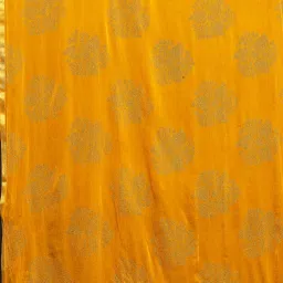 LADUSAA Yellow Printed Saree With Unstitched Blouse image 4