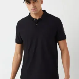 Wildcraft Black Cotton Regular Fit Polo T-Shirt-image-84