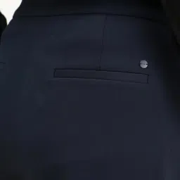 RAREISM Navy Blue Straight Fit Solid Trousers image 5