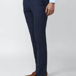 Van Heusen Navy Slim Fit Checks Trousers image 3