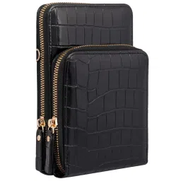 Lino Perros Black Textured Mobile Pouch image 2