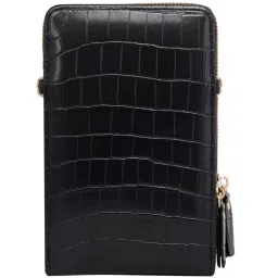 Lino Perros Black Textured Mobile Pouch image 3