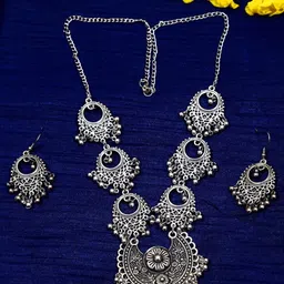 Crunchy Fashion Oxidised Silver-Plated Jewellery Set-picture-21