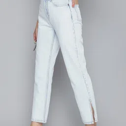 Mast & Harbour Women Cotton Side Slit Straight Fit High-Rise Jeans-picture-14