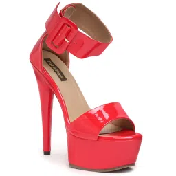 Flat N Heels Women's Red Ankle Strap Stilettos image 1