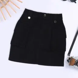 Pantaloons Junior Girls Jet Black Skirts-image-70