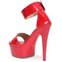 Flat N Heels Women's Red Ankle Strap Stilettos image 5