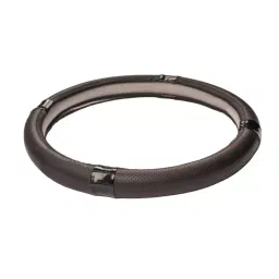 Cipher Sporty Look Leather Steering Wheel Grip Cover Black L Size-picture-17