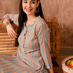 Anouk Rustic Women Chevron Printed Pure Cotton Kurta image 4