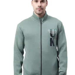 Cantabil Light Green Regular Fit High Neck Sweatshirt-picture-15