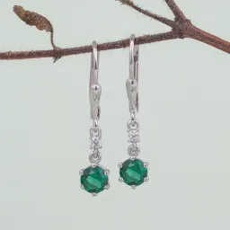 Ornate Jewels 92.5 Sterling Silver Emerald Earrings for Women-image-97