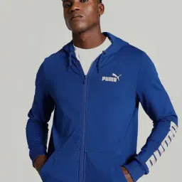Puma Blue Cotton Slim Fit Hooded Sweatshirt-picture-21