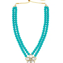 Peora Gold-Plated Kundan-Studded & Beaded 2-Layer Jewellery Set image 3