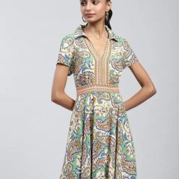 Label Ritu Kumar Multicolor Printed A Line Dress-picture-5
