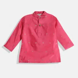 READIPRINT FASHIONS Kids Pink & White Embellished Full Sleeves Kurta, Pyjamas with Nehru Jacket image 2