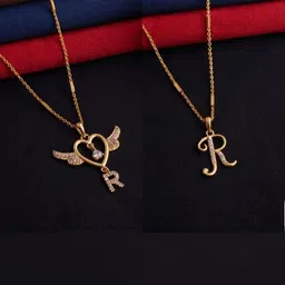 Laksh Enterprise Women Set of 2 Heart Shaped Pendants with Chains-image-2