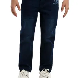 Under Fourteen Only Boys Navy Cotton Printed Jeans-image-0